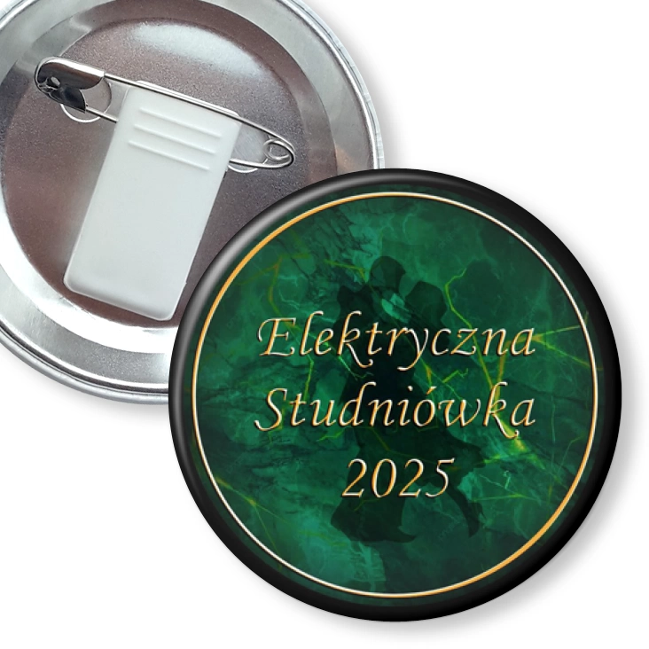 przypinka z żabką i agrafką Elektryczna Studniówka