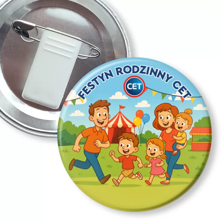 przypinka z żabką i agrafką Festyn rodzinny CET