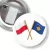 Przypinka z żabką i agrafką Flagi przyjaźni Polska Kosowo
