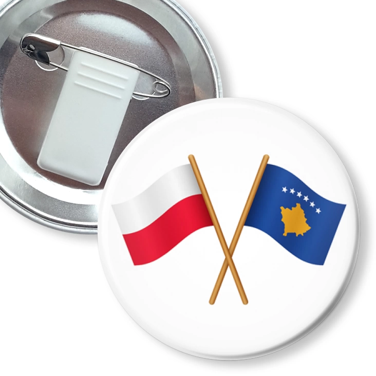 przypinka z żabką i agrafką Flagi przyjaźni Polska Kosowo