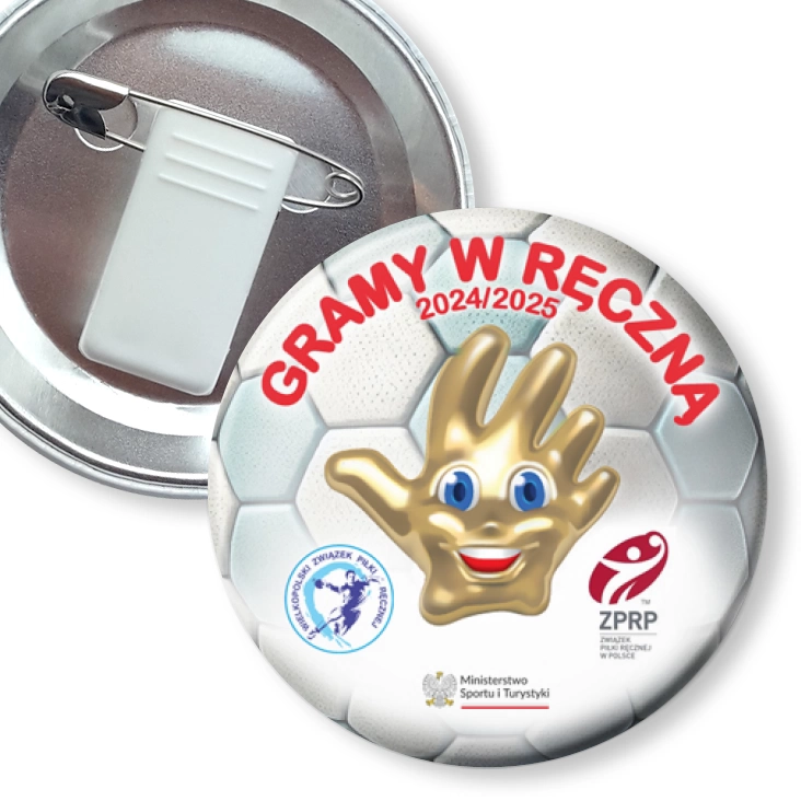 przypinka z żabką i agrafką Gramy w ręczną 2024 2025