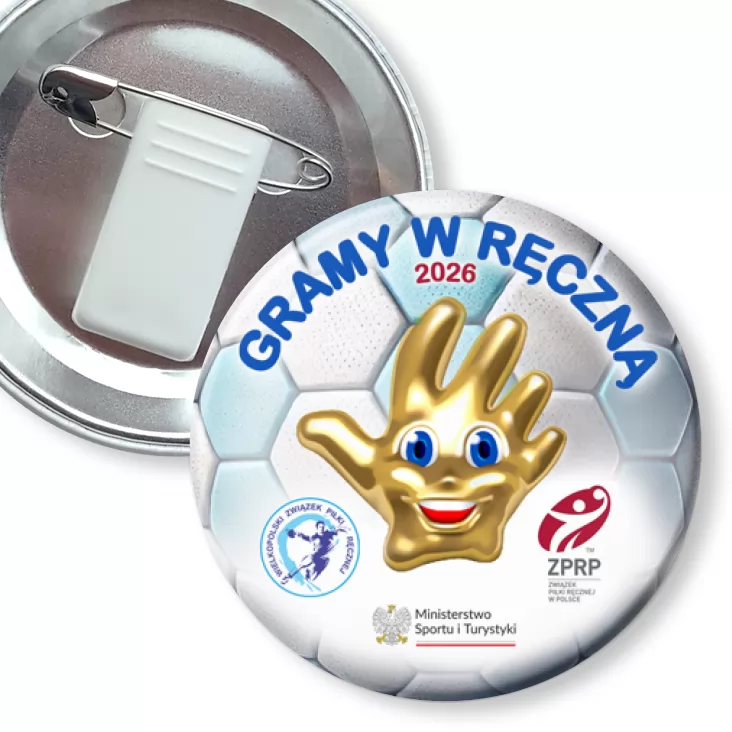 przypinka z żabką i agrafką Gramy w ręczną 2026