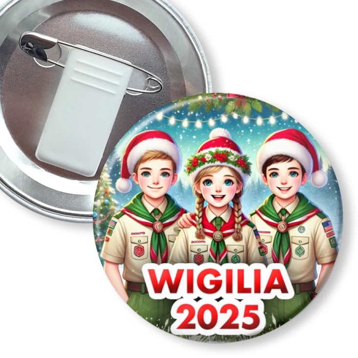 przypinka z żabką i agrafką Harcerska wigilia
