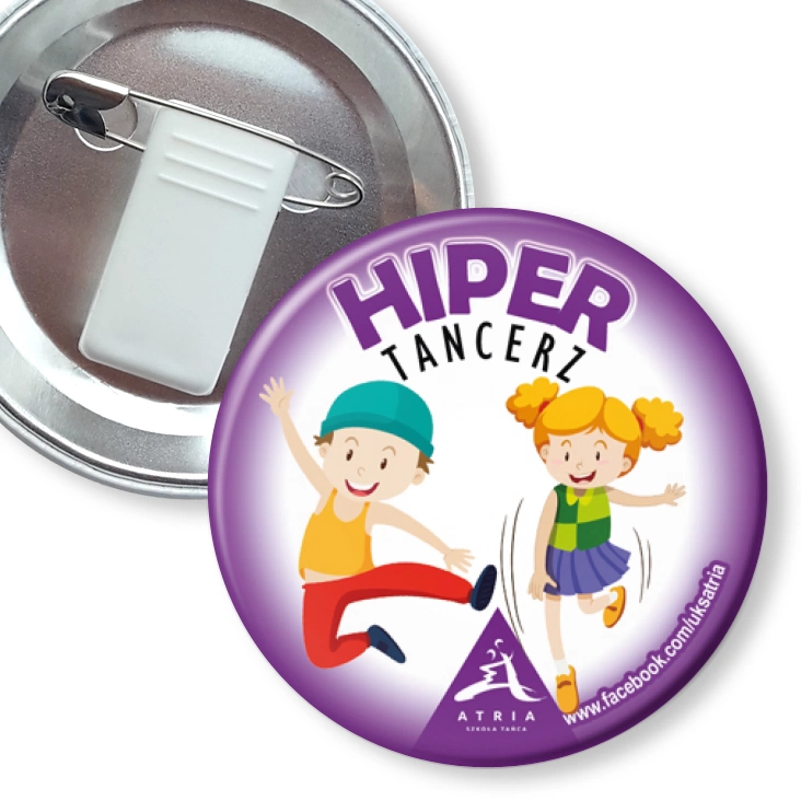przypinka z żabką i agrafką Hiper Tancerz Szkoła Tańca Atria
