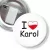 Przypinka z żabką i agrafką I love Karol