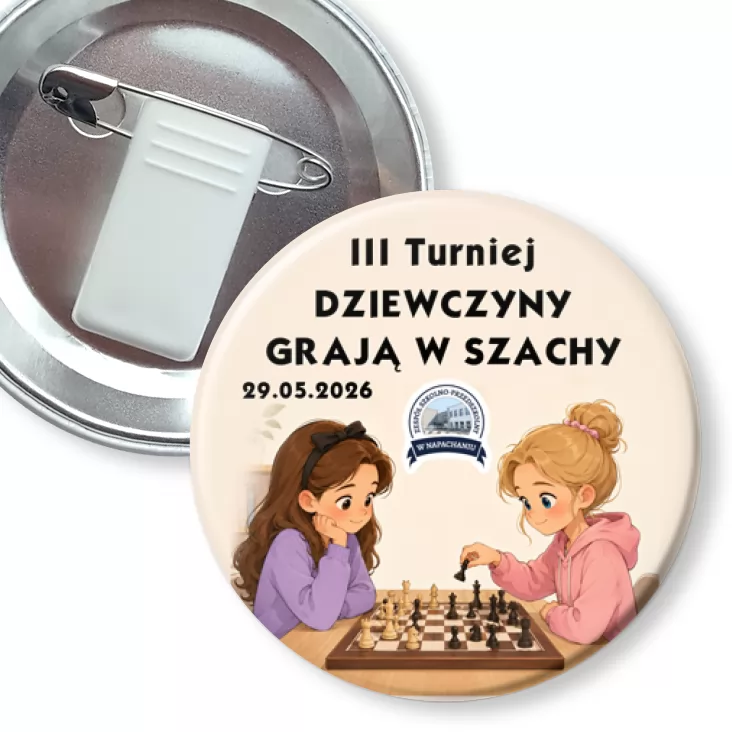 przypinka z żabką i agrafką III Turniej Dziewczyny grają w szachy