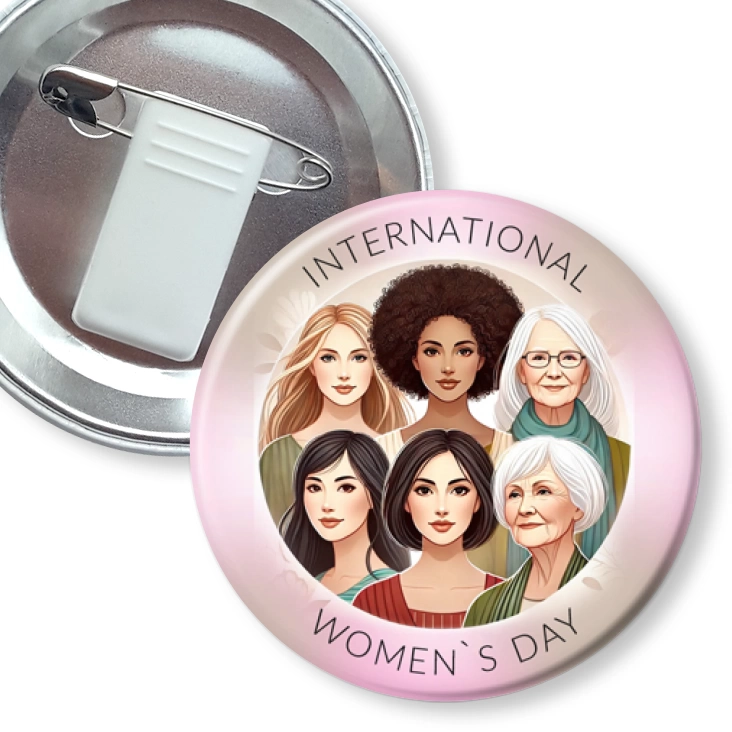 przypinka z żabką i agrafką International Women`s Day