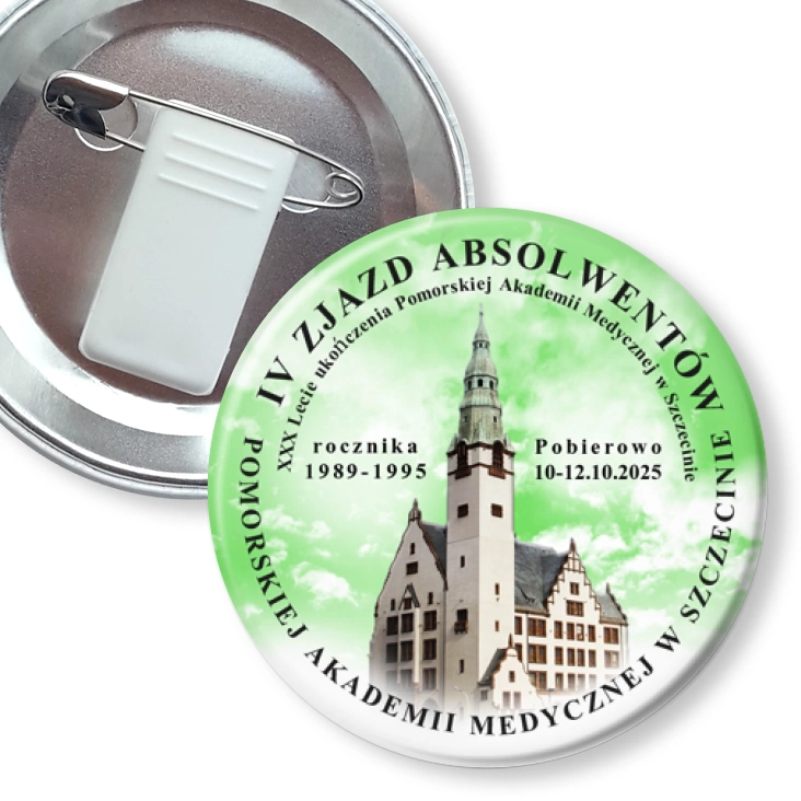 przypinka z żabką i agrafką IV Zjazd Absolwentów Akademii Medycznej w Szczecinie