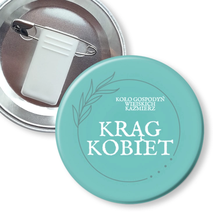 przypinka z żabką i agrafką KGW Kaźmierz