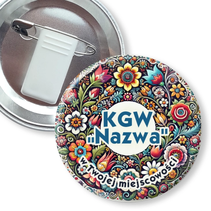 przypinka z żabką i agrafką KGW motyw kociewski