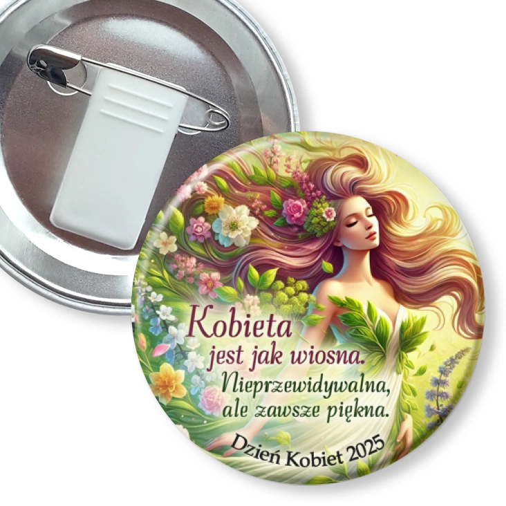 przypinka z żabką i agrafką Kobieta jest jak wiosna