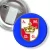 Przypinka z żabką i agrafką Konfederacja Korony Polskiej sygnaturka na niebieskim tle