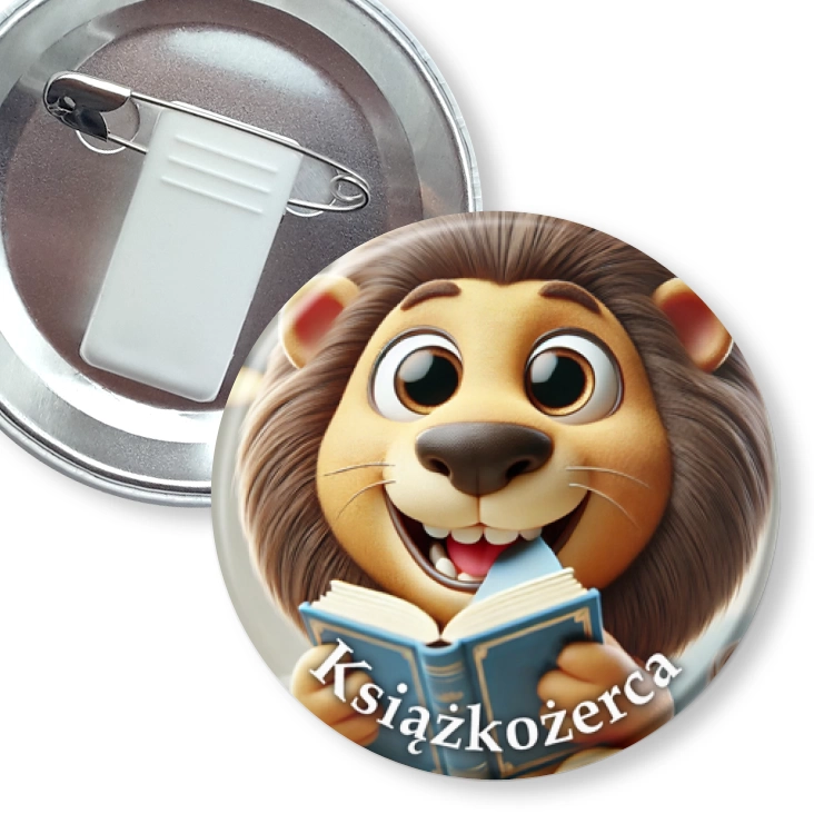 przypinka z żabką i agrafką Książkożerca