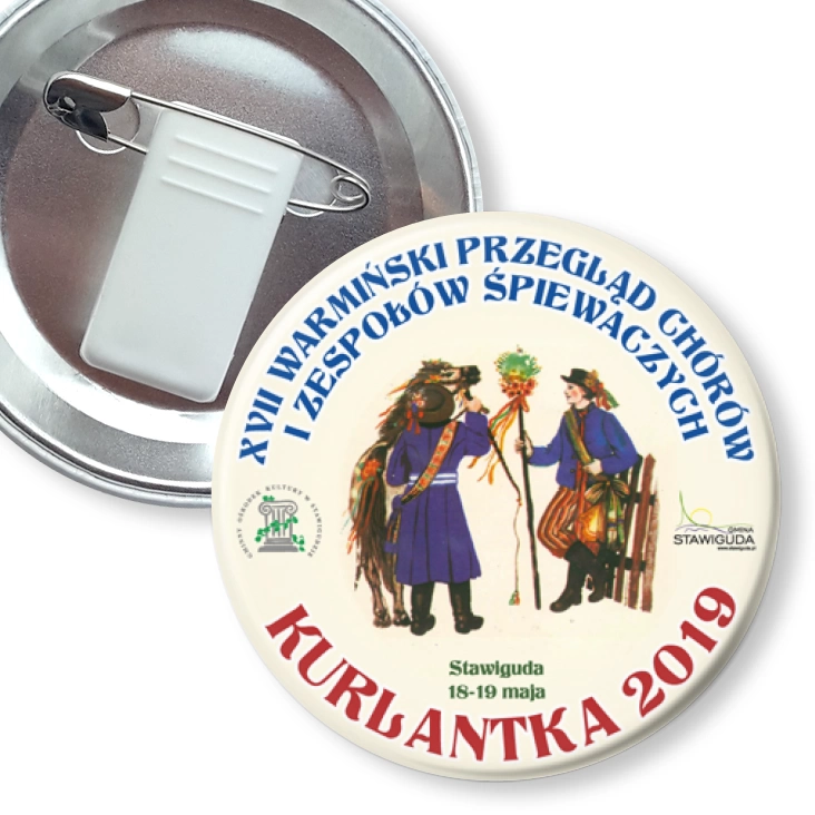 przypinka z żabką i agrafką Kurlantka 2019