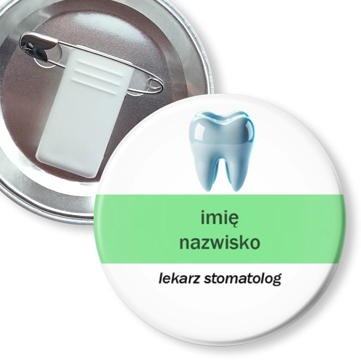 przypinka z żabką i agrafką Lekarz stomatolog