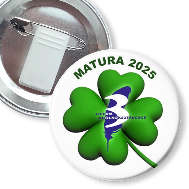 przypinka z żabką i agrafką LO nr 3 Matura 2025