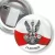 Przypinka z żabką i agrafką Logo AK na tle flagi Polski