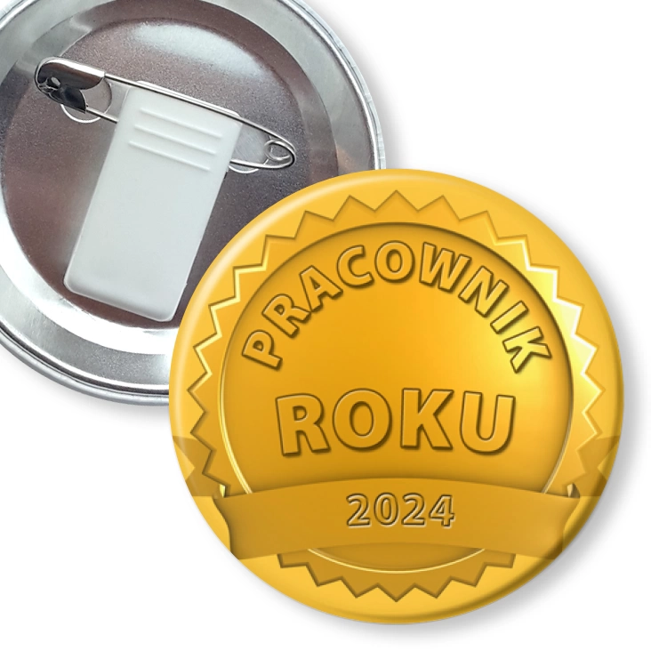 przypinka z żabką i agrafką Medal pracownik roku