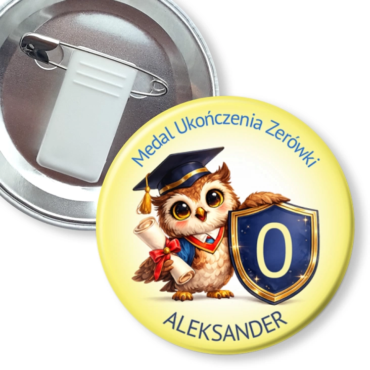 przypinka z żabką i agrafką Medal ukończenia zerówki