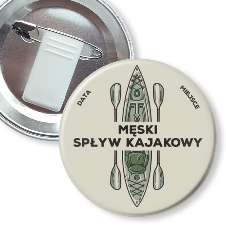 przypinka z żabką i agrafką Męski wypad na spływ kajakowy