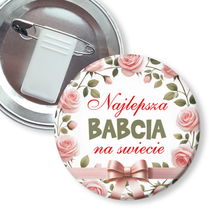 przypinka z żabką i agrafką Najlepsza babcia
