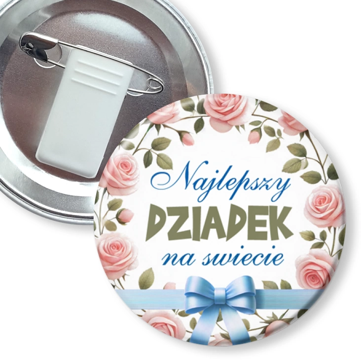przypinka z żabką i agrafką Najlepszy dziadek