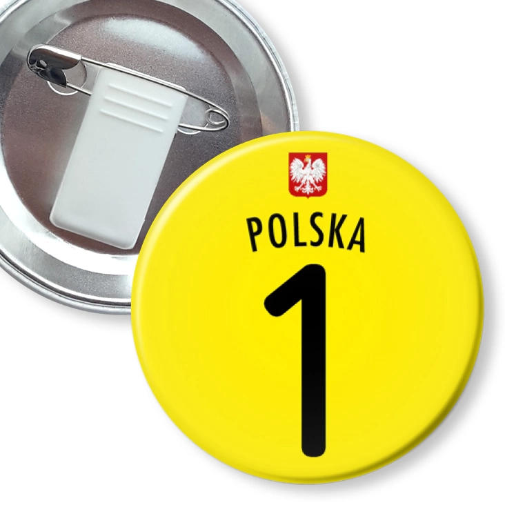 przypinka z żabką i agrafką Numer jeden