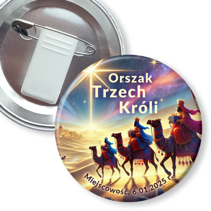 przypinka z żabką i agrafką Orszak Trzech Króli