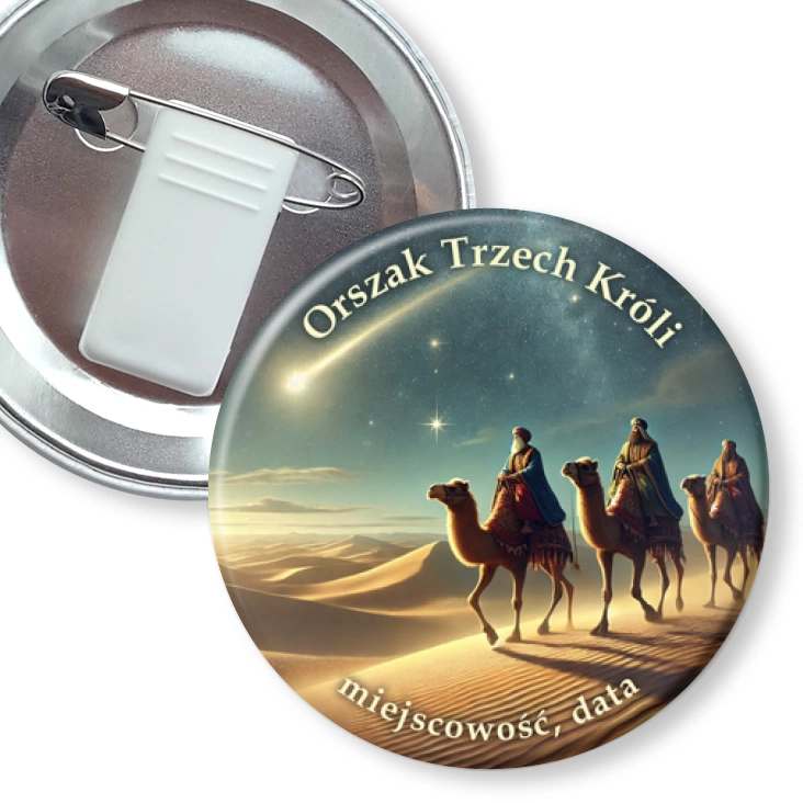 przypinka z żabką i agrafką Orszak Trzech Króli na pystyni