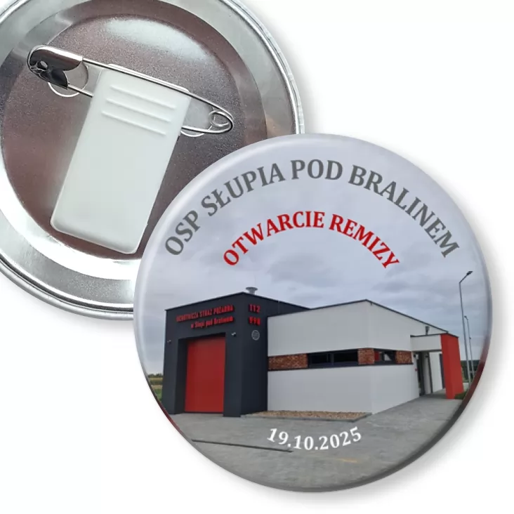 przypinka z żabką i agrafką OSP Słupia pod Bralinem