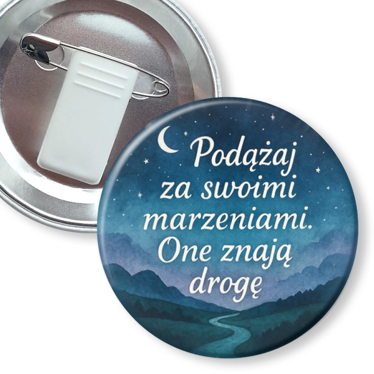 przypinka z żabką i agrafką Podążaj za marzeniami