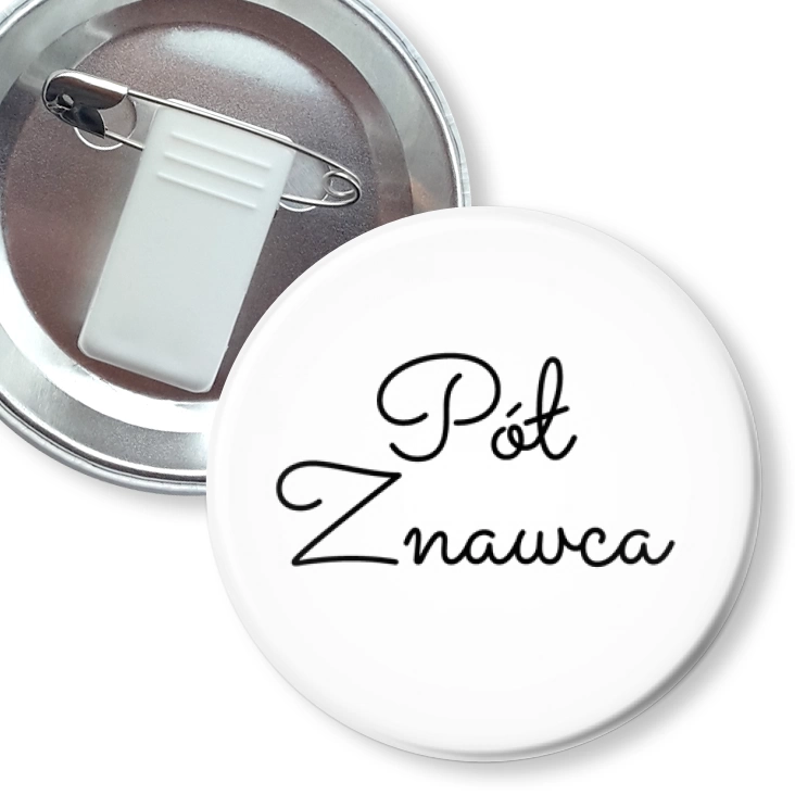 przypinka z żabką i agrafką Pół znawca