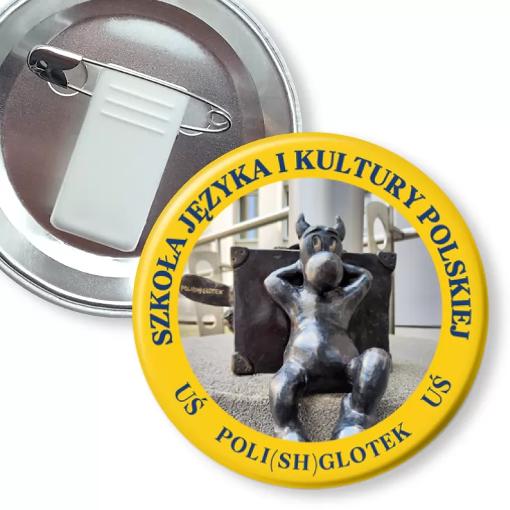 przypinka z żabką i agrafką Polishglotek