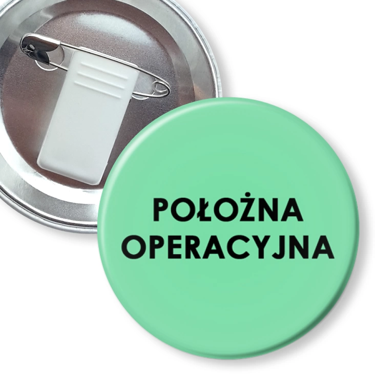 przypinka z żabką i agrafką Położna operacyjna