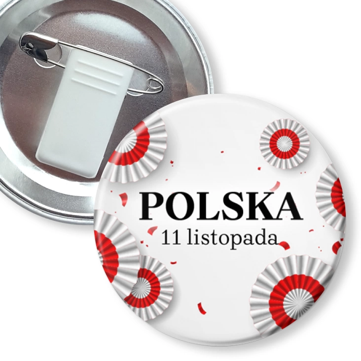 przypinka z żabką i agrafką Polska kokardy narodowe