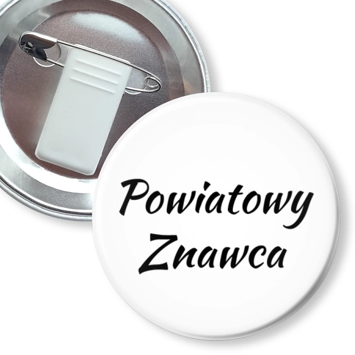 przypinka z żabką i agrafką Powiatowy znawca