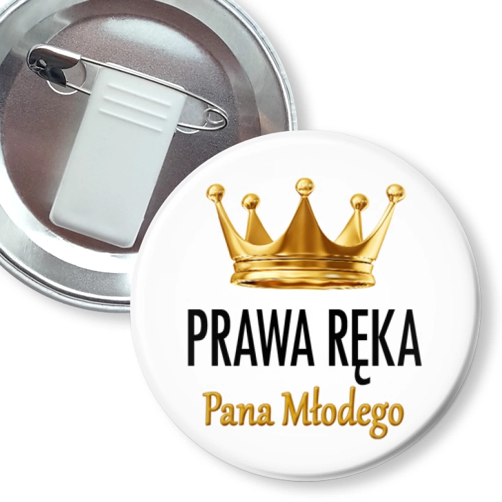 przypinka z żabką i agrafką Prawa ręka Pana Młodego