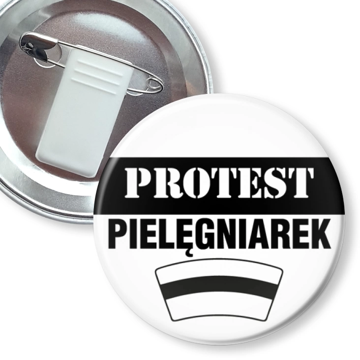 przypinka z żabką i agrafką Protest pielęgniarek