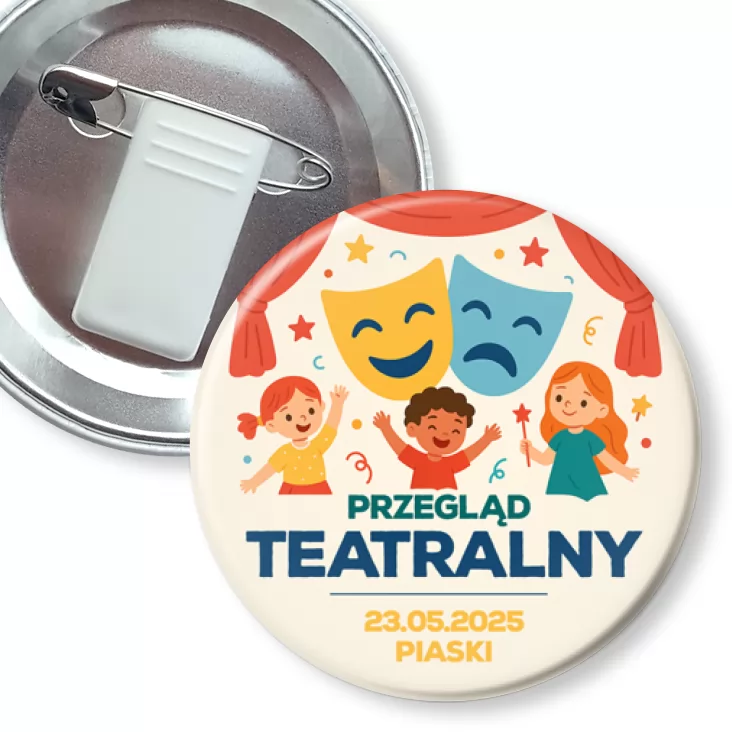 przypinka z żabką i agrafką Przegląd Teatralny Piaski 2025