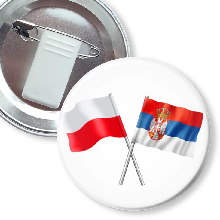 przypinka z żabką i agrafką Przyjaźń polsko-serbska