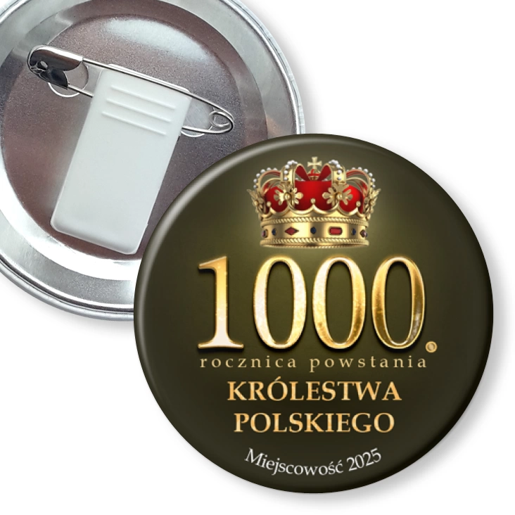 przypinka z żabką i agrafką 1000. rocznica powstania Królestwa Polskiego
