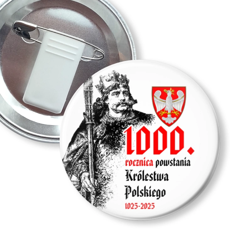 przypinka z żabką i agrafką 1000. rocznica powstania Królestwa Polskiego Bolesław Chrobry