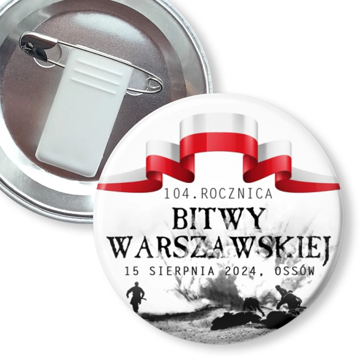 przypinka z żabką i agrafką 104. Rocznica Bitwy Warszawskiej Ossów