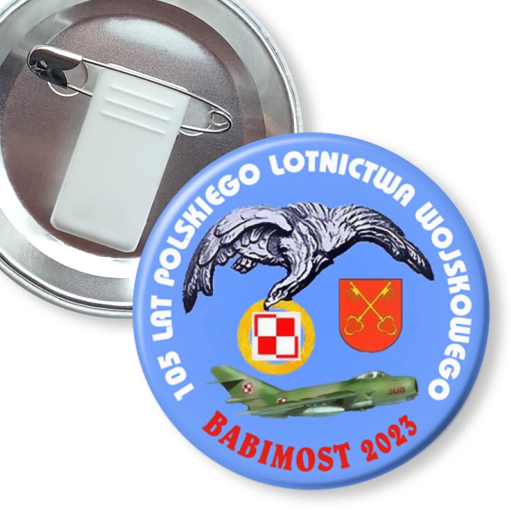 przypinka z żabką i agrafką 105 lat Polskiego Lotnictwa Wojskowego