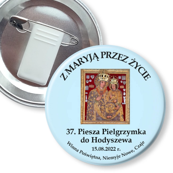 przypinka z żabką i agrafką 37. Piesza Pielgrzymka do Hodyszewa