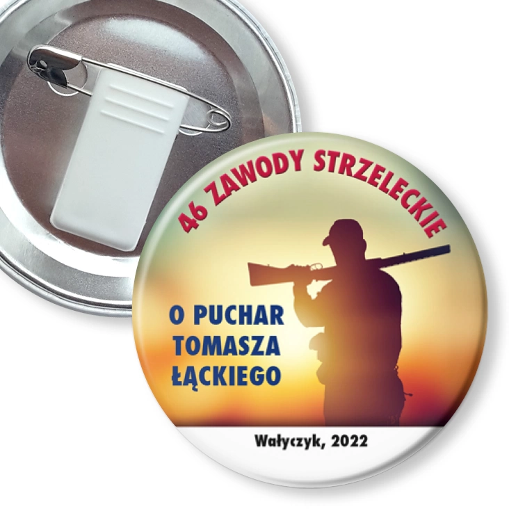 przypinka z żabką i agrafką 46 Zawody Strzeleckie o Puchar Tomasza Łąckiego