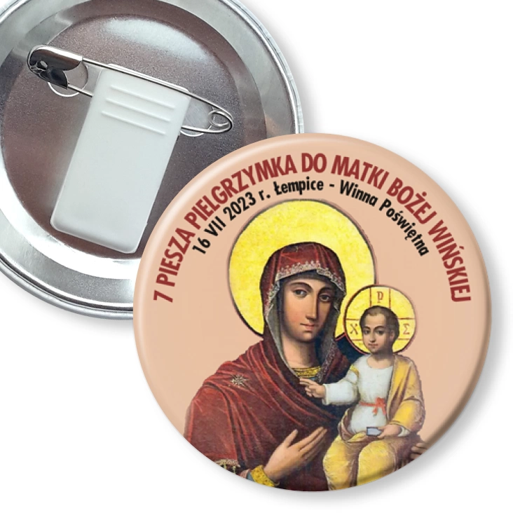 przypinka z żabką i agrafką 7 Piesza Pielgrzymka do Matki Bożej Wińskiej