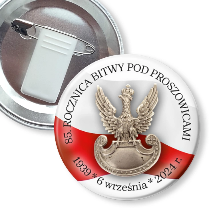 przypinka z żabką i agrafką 85. Rocznica Bitwy pod Proszowicami