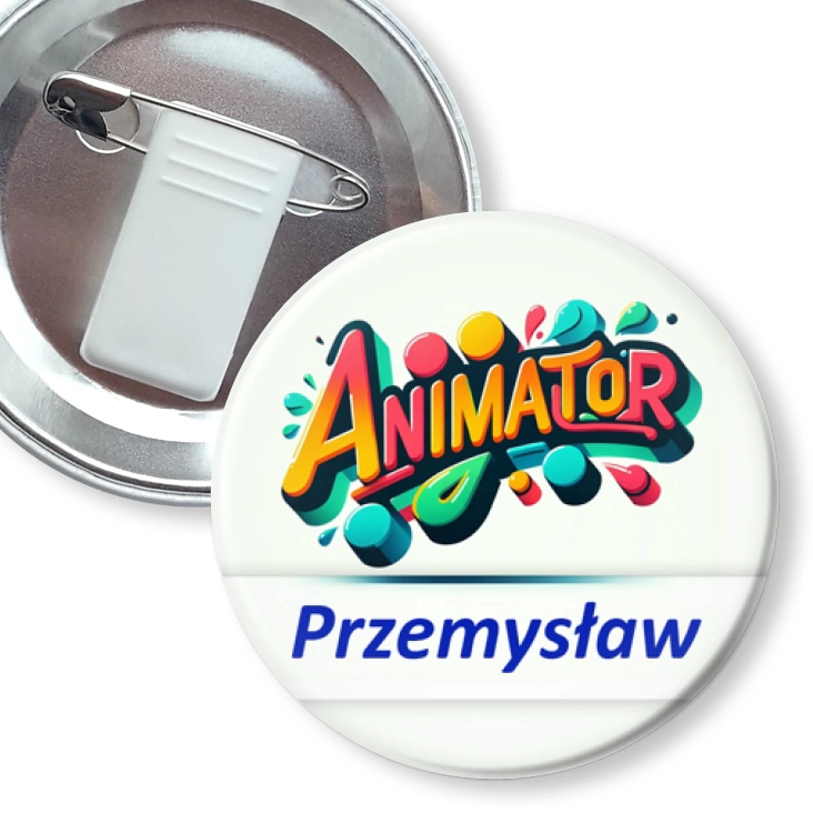 przypinka z żabką i agrafką Animator