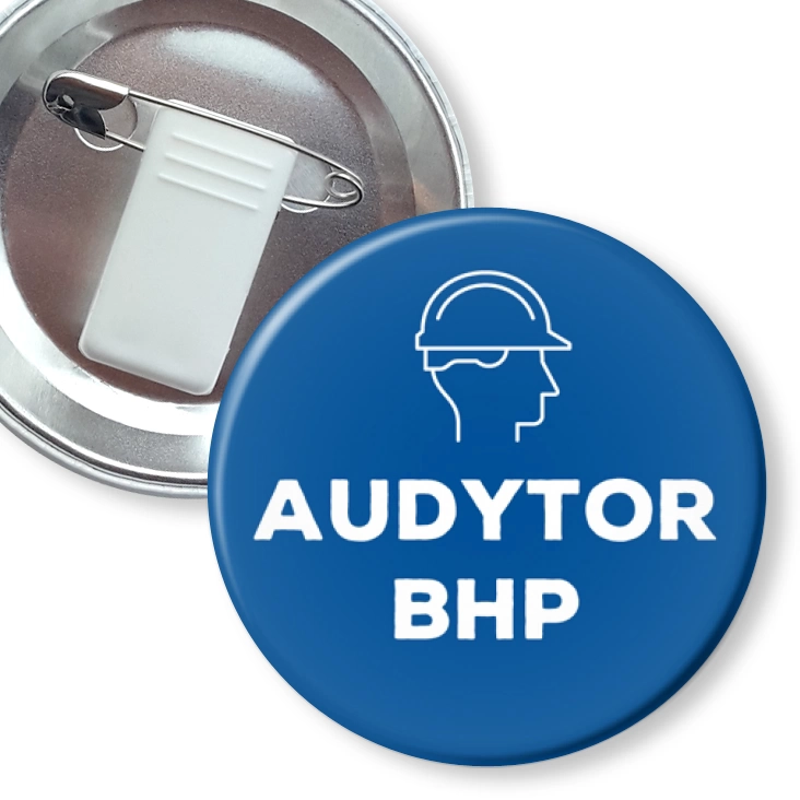 przypinka z żabką i agrafką Audytor BHP
